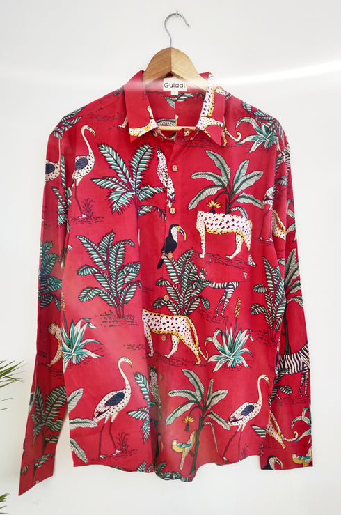Tropical Jungle Print Men's Shirt